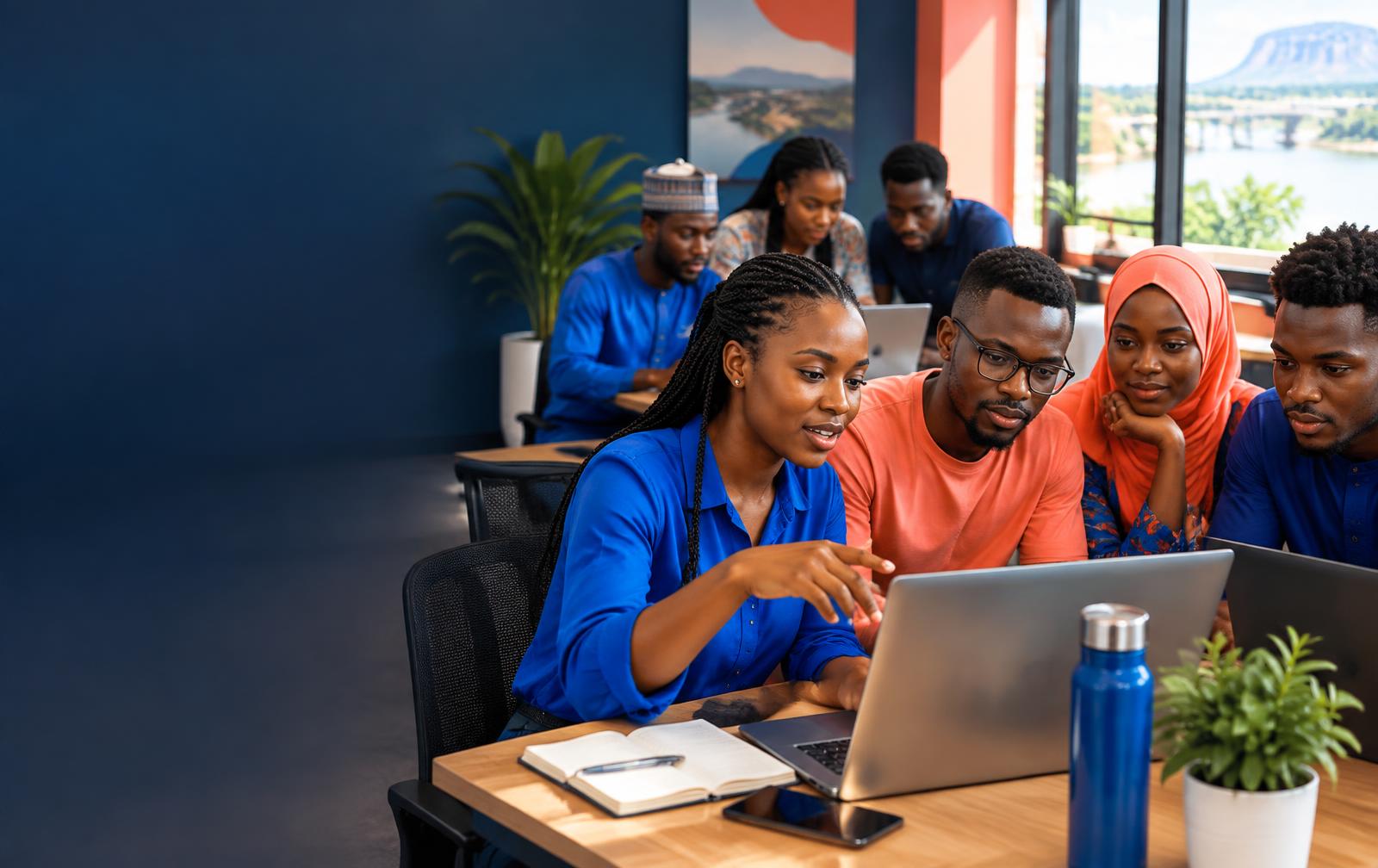 Young Nigerian professionals learning AI together